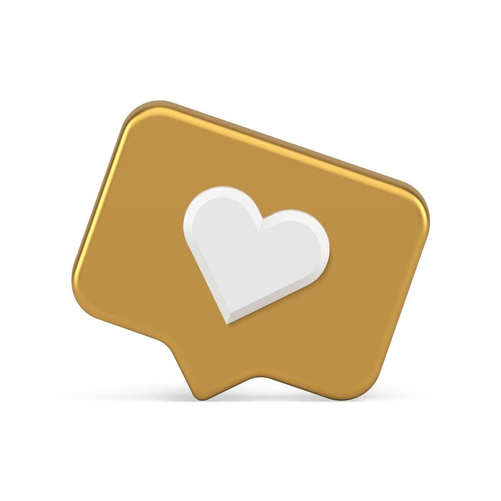 Golden premium like quick tips cyberspace notification realistic 3d icon illustration vector
