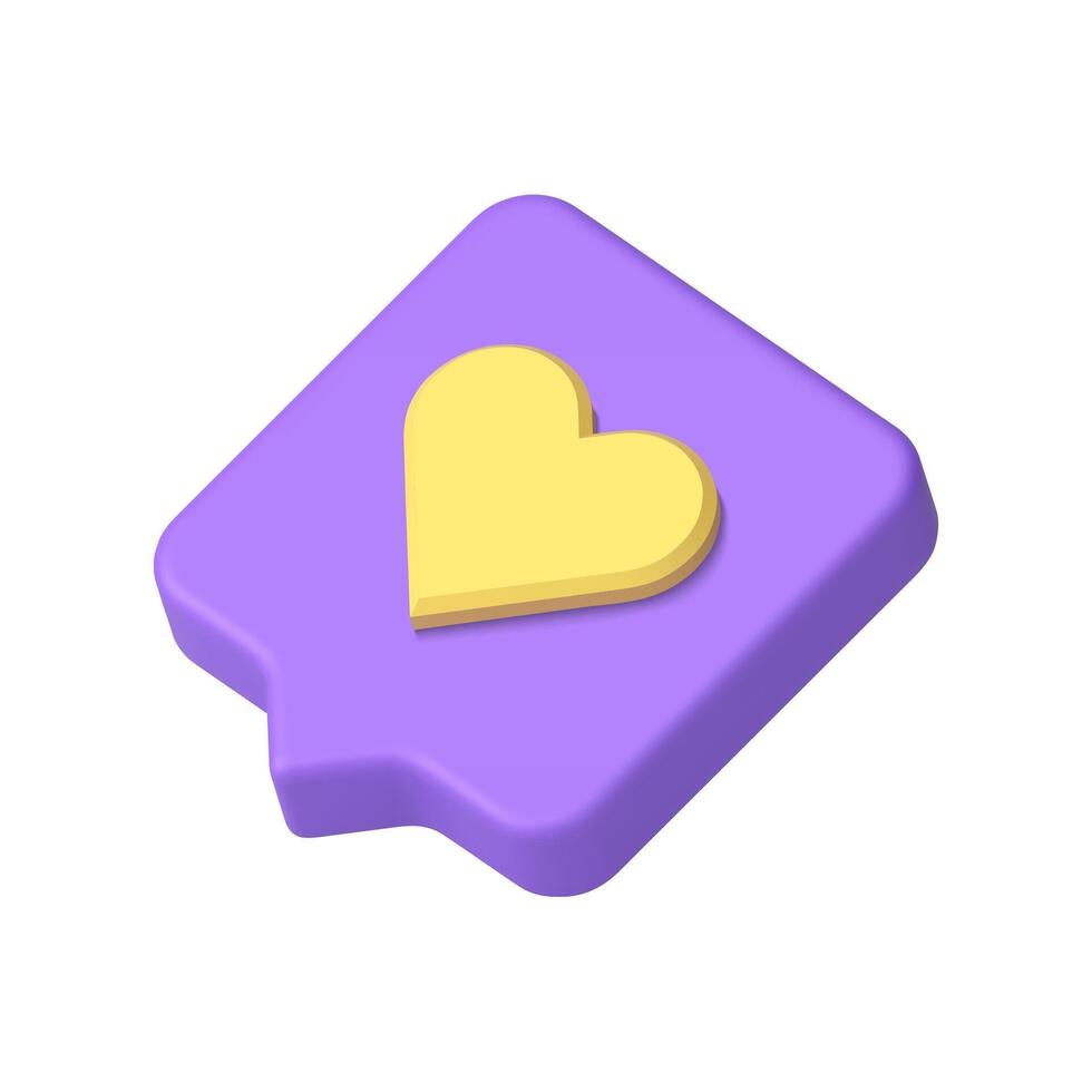 Purple new like badge quick tips mobile application interface notification realistic 3d icon vector