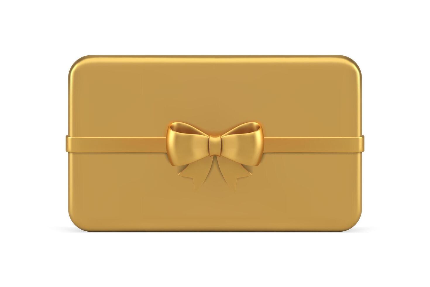 prima dorado metálico Delgado regalo tarjeta cinta arco horizontal rectángulo paquete realista icono vector