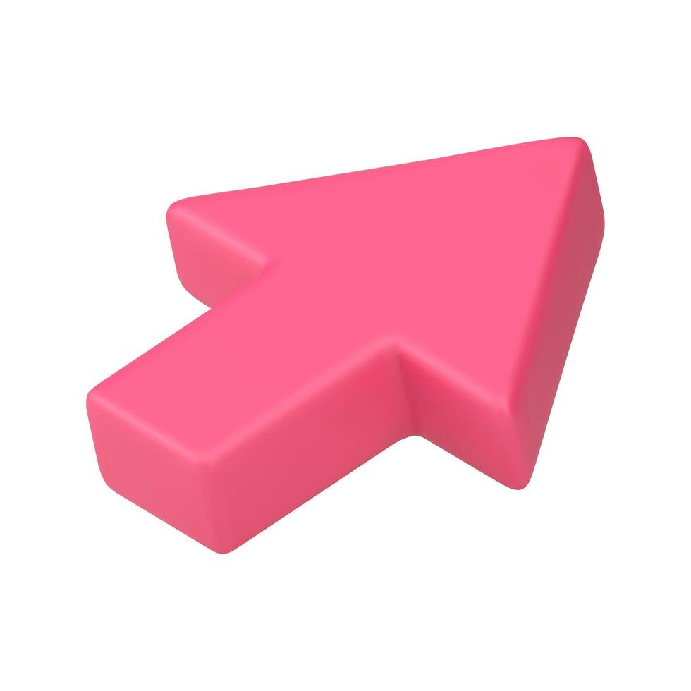 Pink cursor arrow isometric realistic 3d icon illustration vector