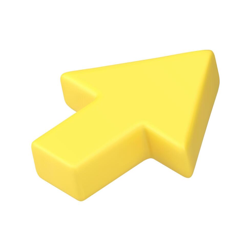 amarillo isométrica cursor flecha puntero realista 3d icono ilustración vector