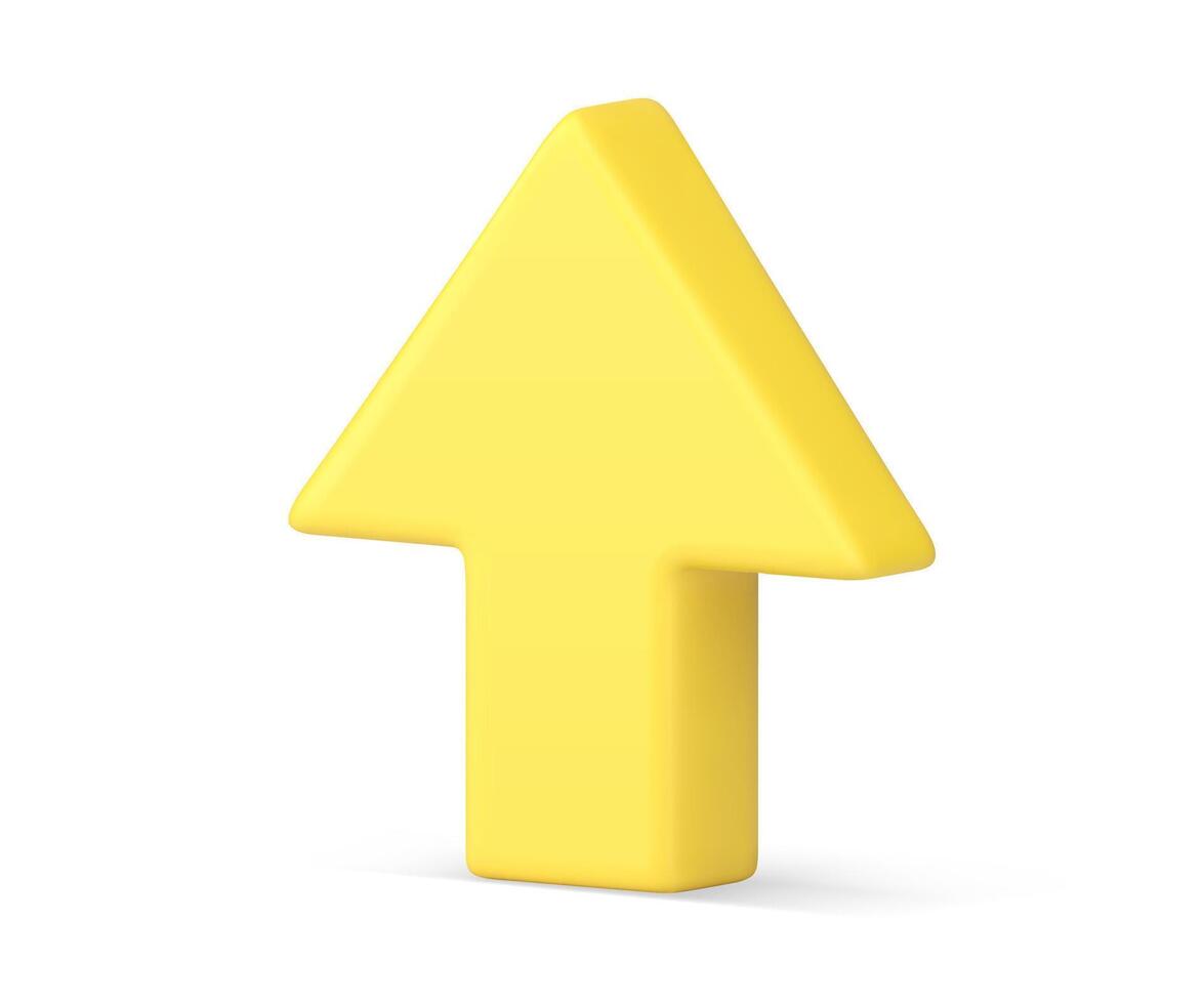 Yellow arrow up pointer growth increase positive trend business profit isometric 3d icon vector