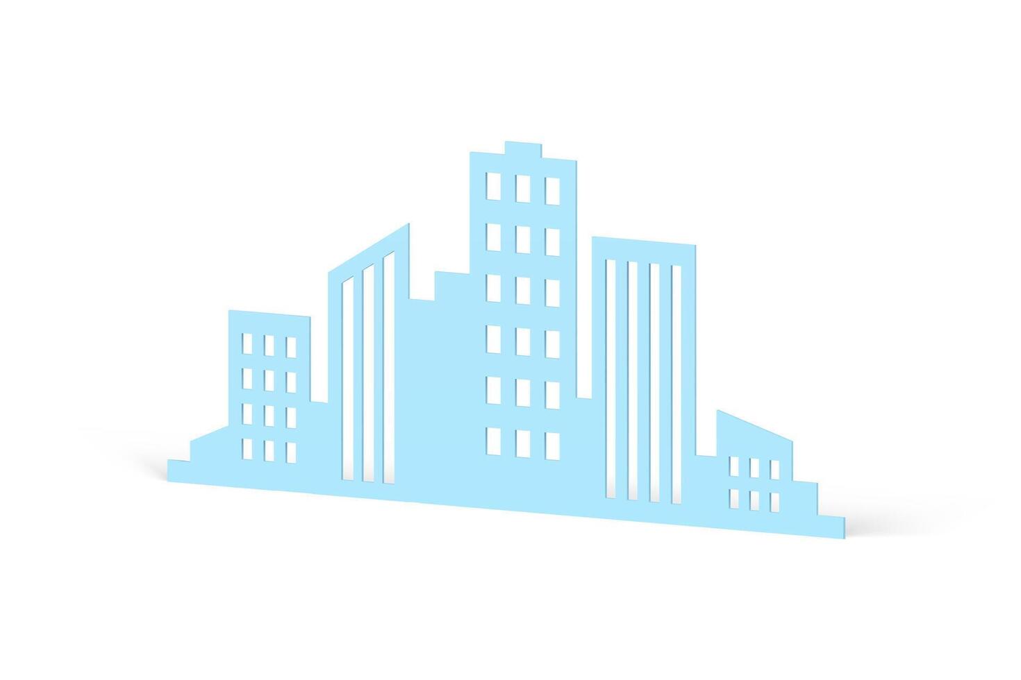 ciudad residencial Departamento edificio exterior paisaje urbano diagonalmente metido realista 3d icono vector
