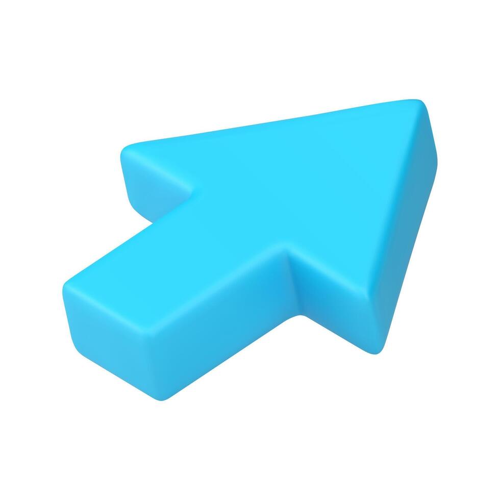 Blue cursor arrow pointer isometric realistic 3d icon illustration vector