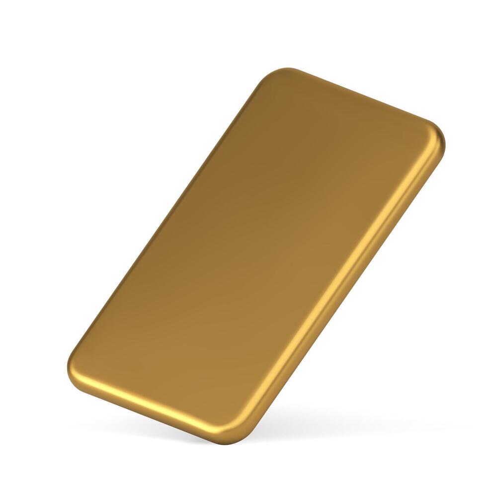 Golden slim rectangle case mockup premium bullion diagonally placed realistic 3d icon vector