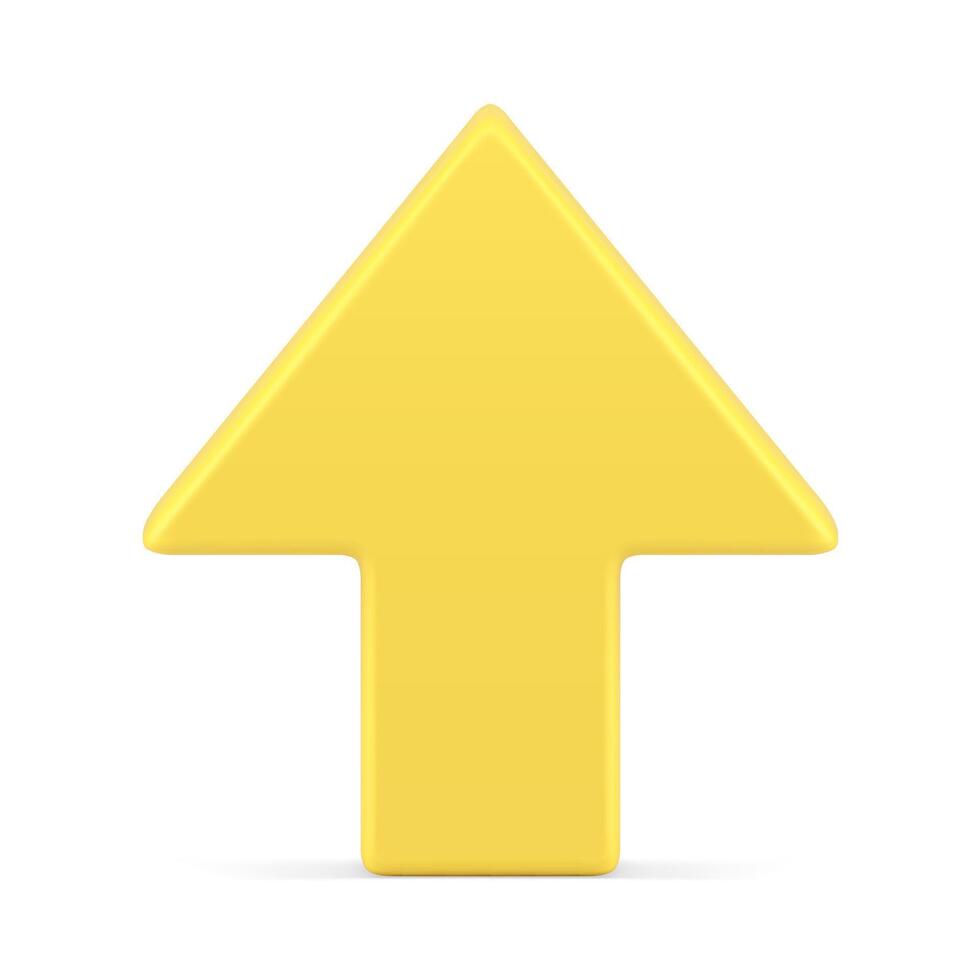 Yellow glossy vertical up arrow rise business growth graphic analyzing realistic 3d icon vector