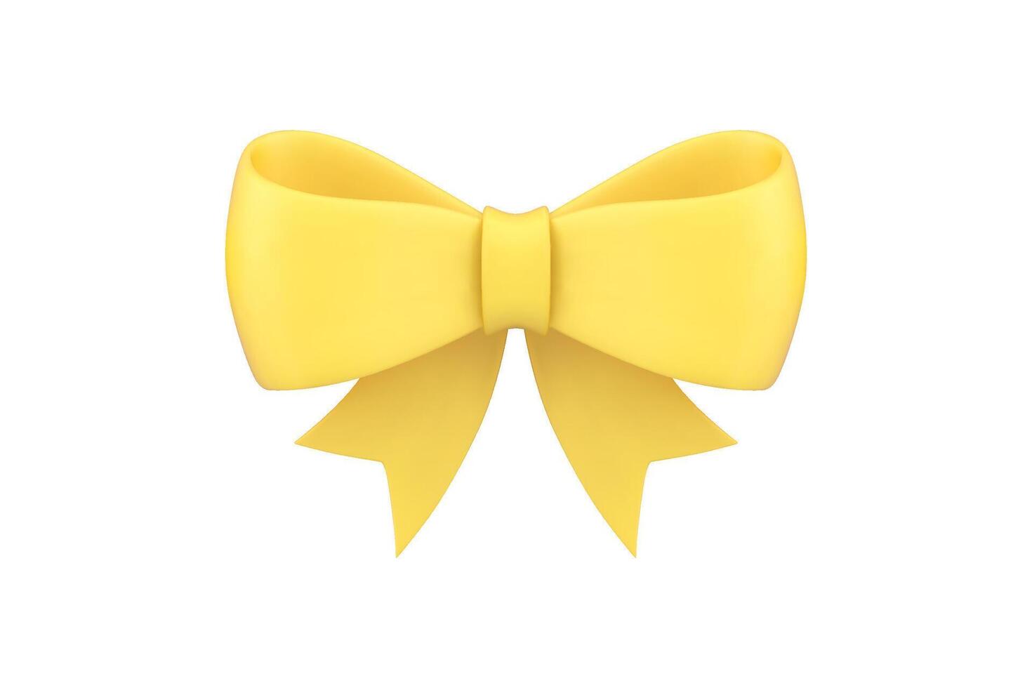 Yellow glossy bow festive satin ribbon fashion decorative element realistic 3d icon vector
