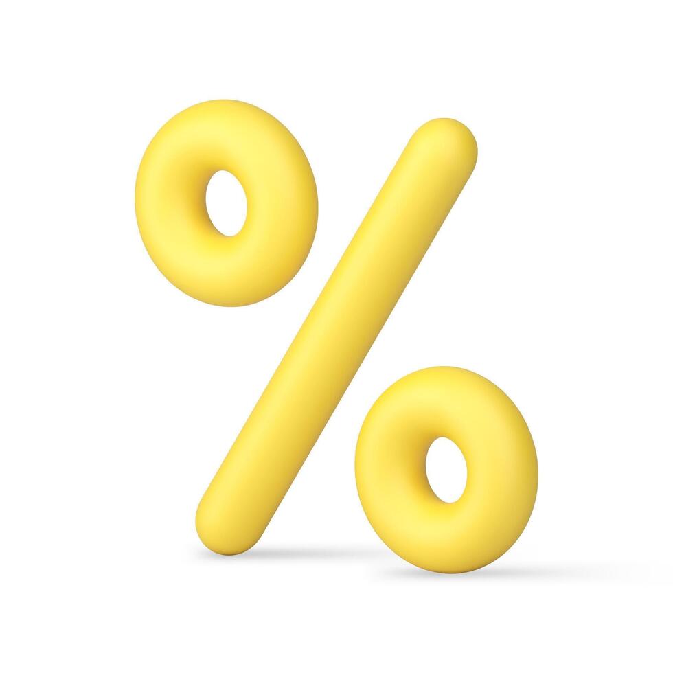 Yellow percentage decorative badge business retail promo realistic 3d icon illustration vector