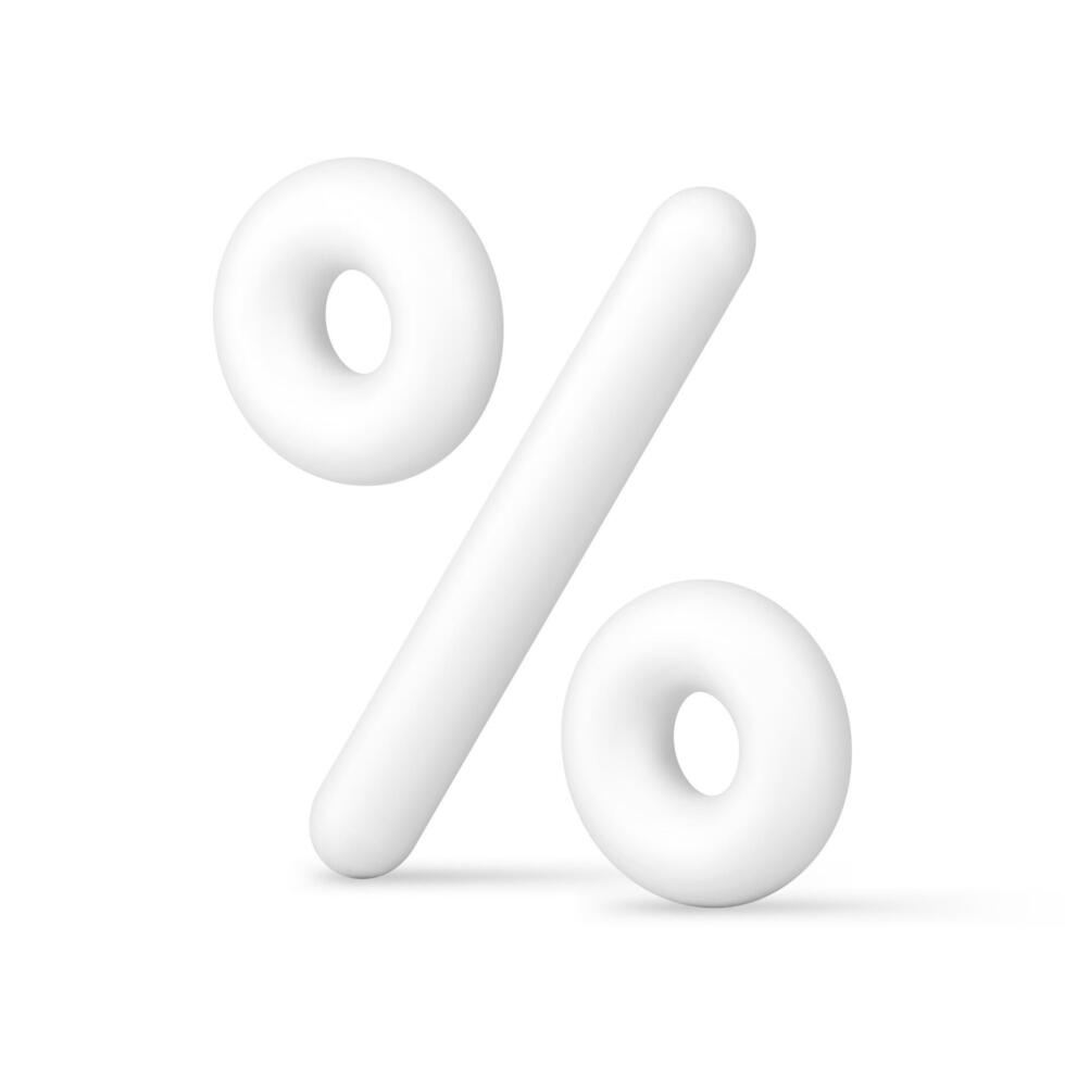 Percentage white glossy symbol elegant realistic shopping badge 3d icon illustration vector
