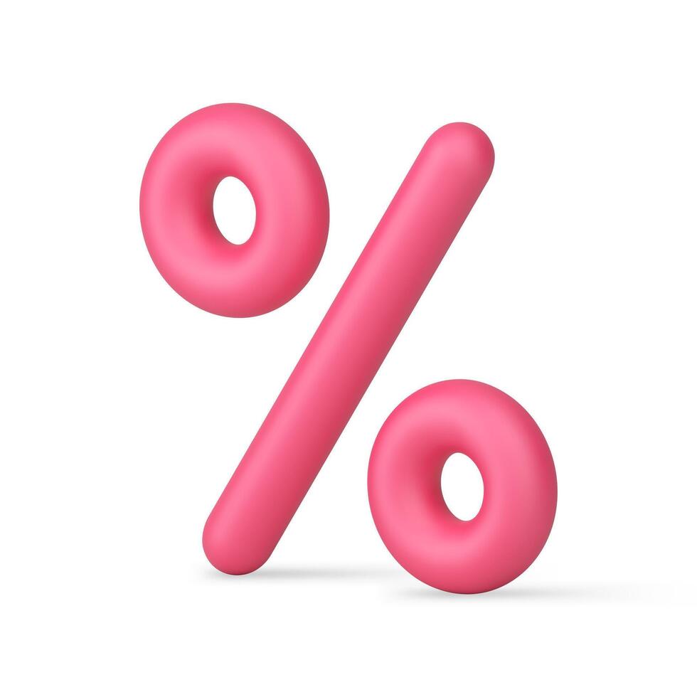 Pink percentage 3d icon financial mathematical symbol realistic 3d icon template illustration vector