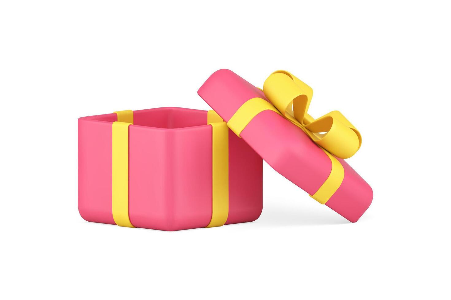 Squared Christmas present pink wrapped package decor design realistic 3d icon illustration vector