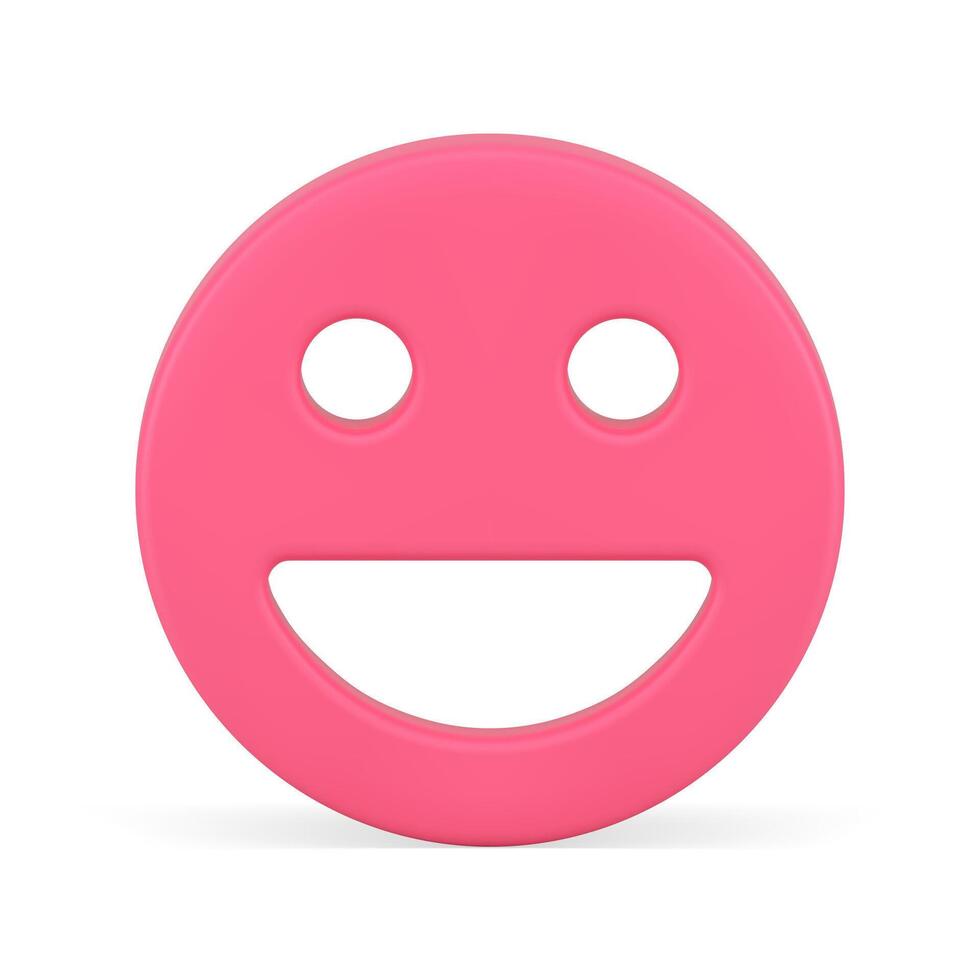 Pink glossy smile emoticon emoji happy character facial expression circle 3d icon vector