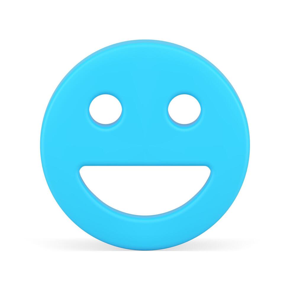 Happy blue smiley emoji positive mood circle face avatar with eyes mouth realistic 3d icon vector