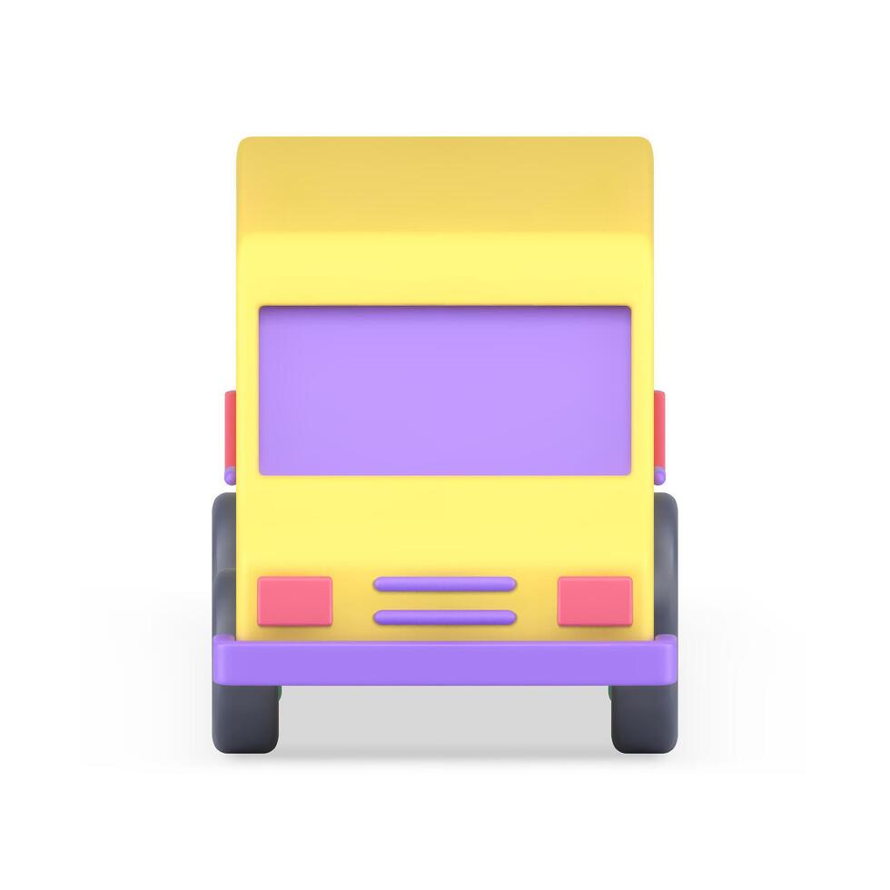 Yellow glossy minivan hood windshield family summer touristic automobile realistic 3d icon vector
