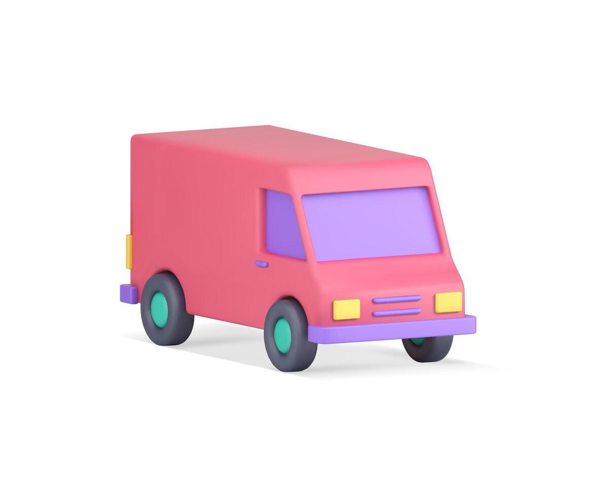 Delivery commercial minivan automobile express cargo transportation vehicle realistic 3d icon vector