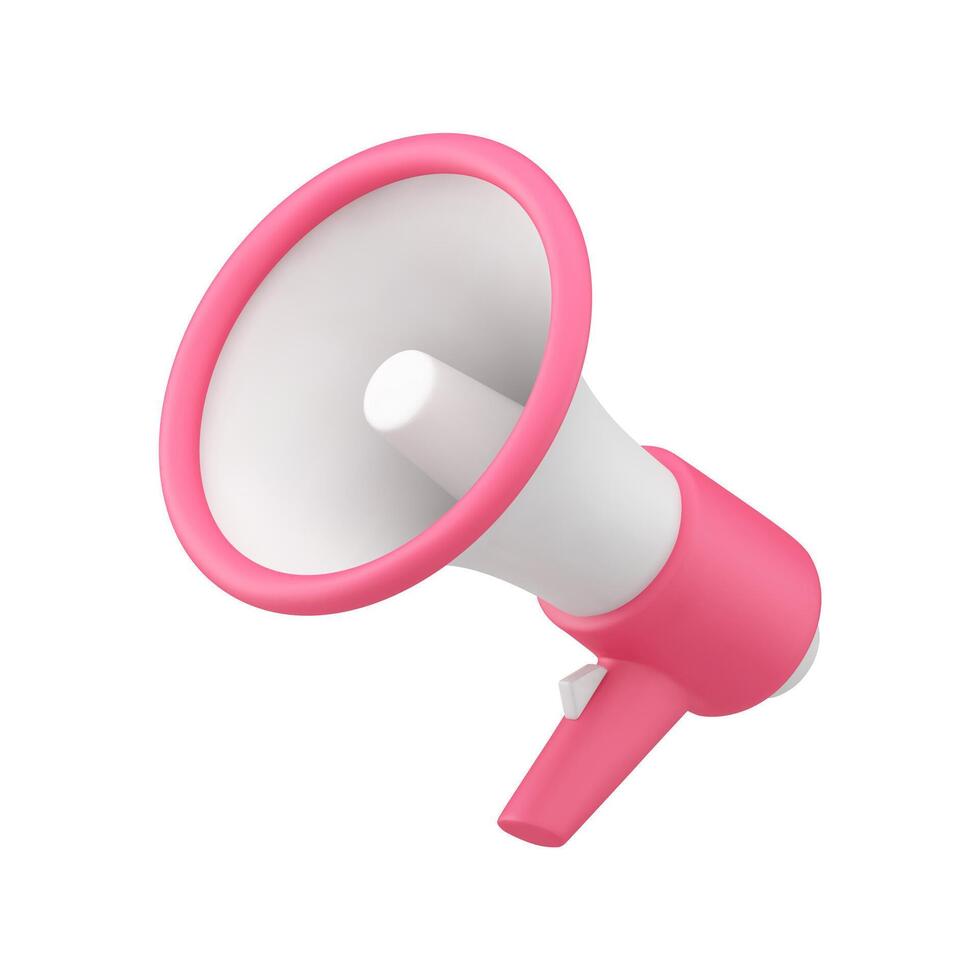 Modern megaphone electronic device sale discount marketing announce public message 3d icon vector