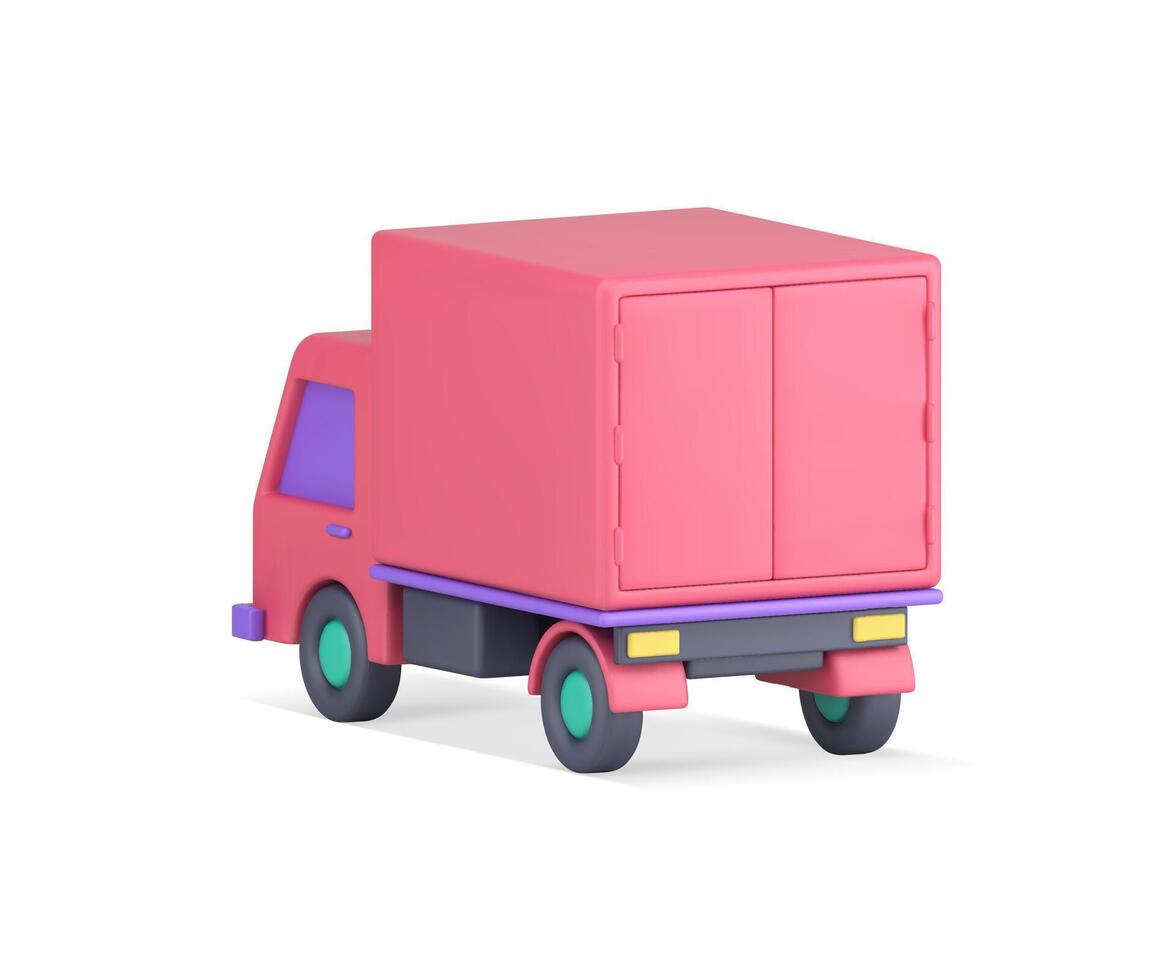 comercial rosado camión carga transporte en línea compras orden entrega Servicio 3d icono vector