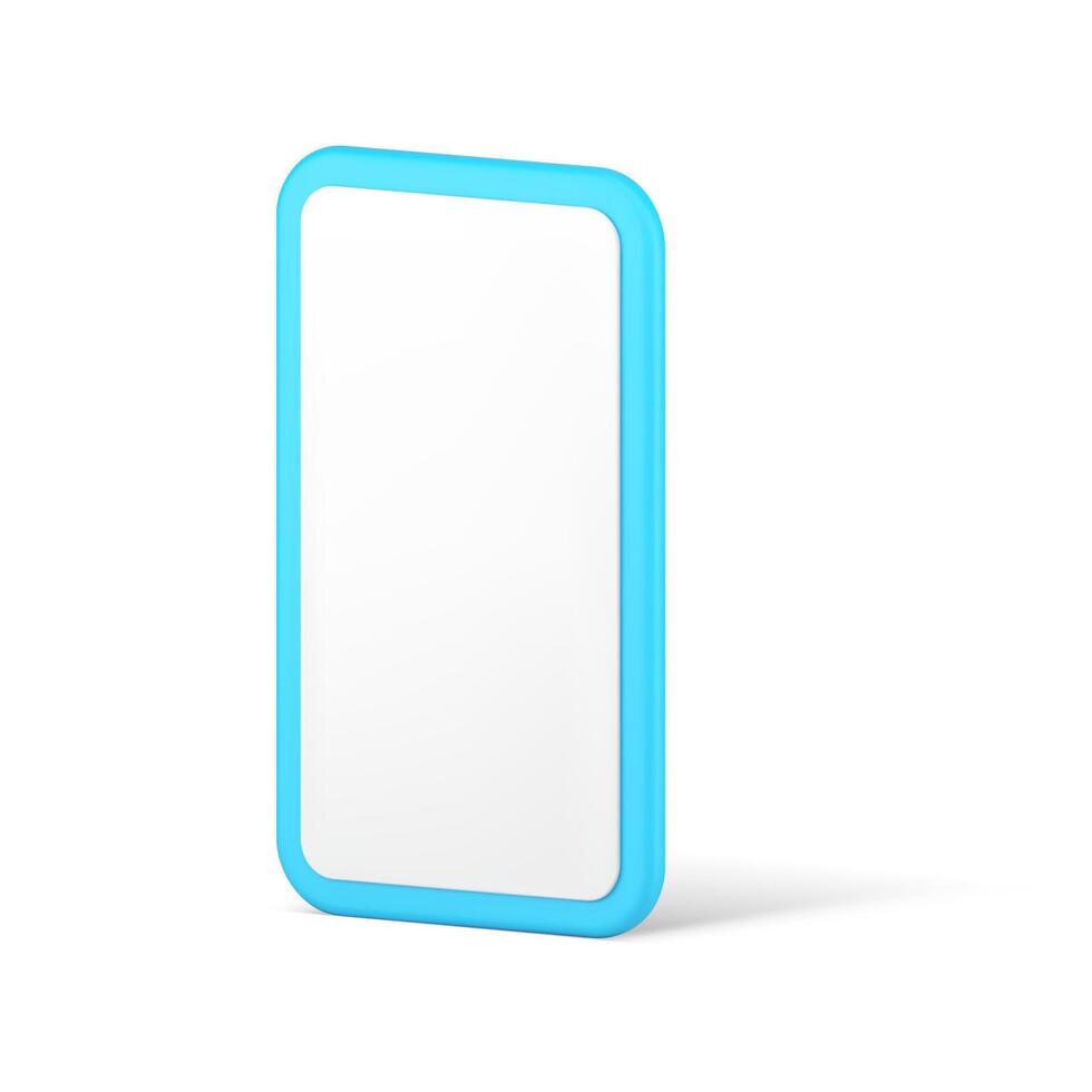 Modern blue mobile phone empty screen cyberspace communication device realistic 3d icon vector