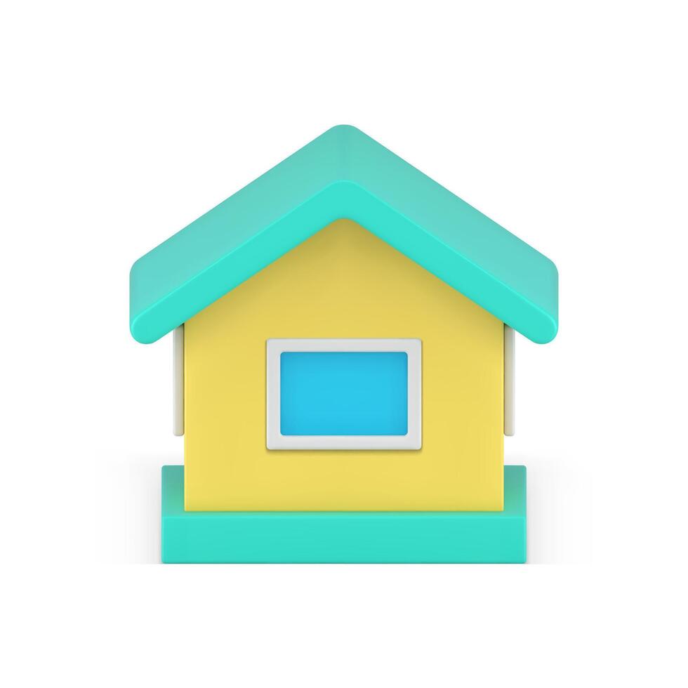 Countryside house window and triangle roof front view village residential apartment 3d icon vector
