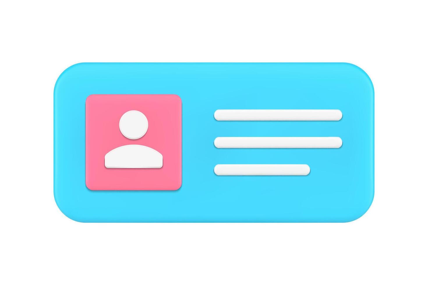 Digital user interface badge contact avatar personal identification technology 3d icon vector