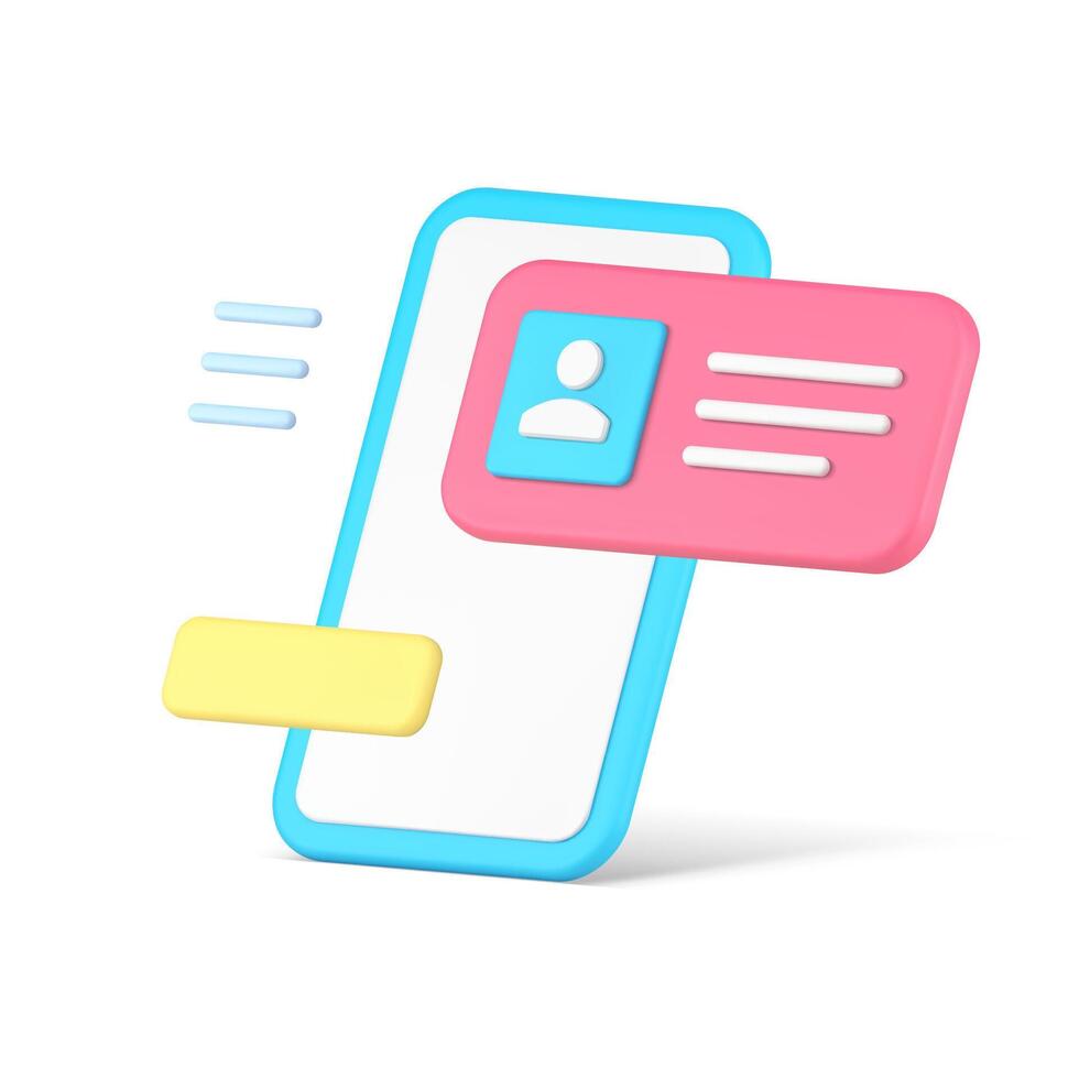 Smartphone user interface menu contact personal identification information button 3d icon vector