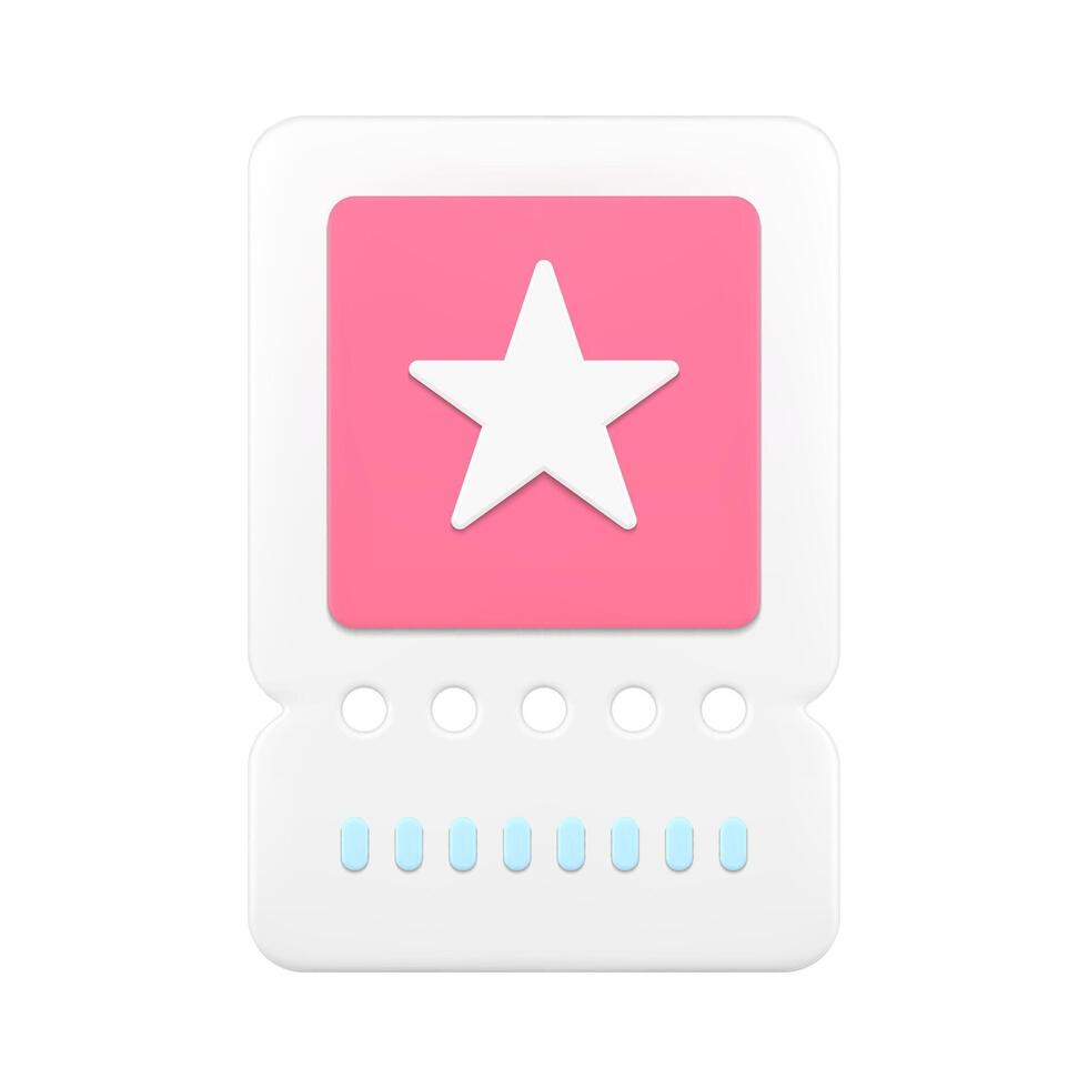 Cinema ticket vertical coupon star 3d icon advertising discount deal entertainment access vector