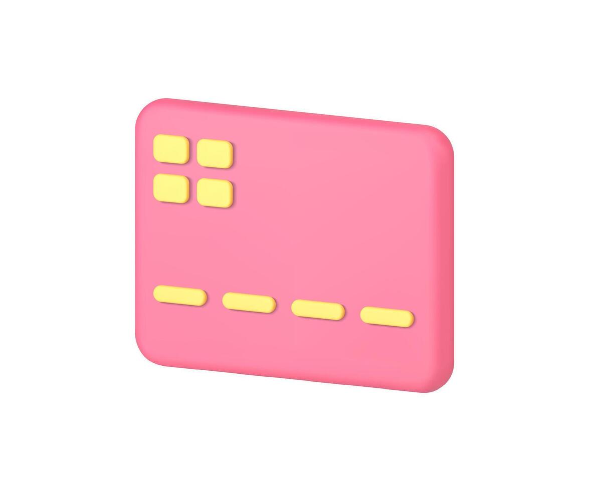Pink plastic credit card financial banking account currency storage online payment 3d icon vector