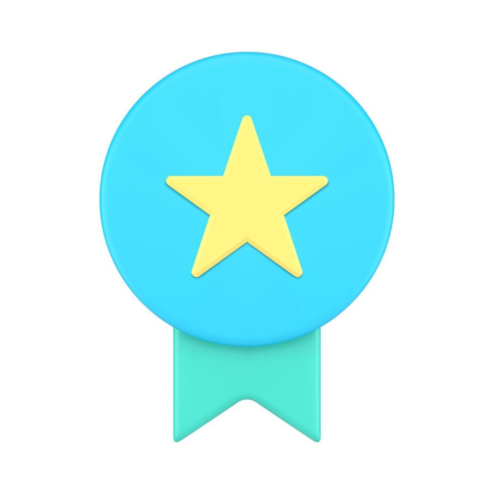 prima recompensa medalla cinta estrella mejor premio graduación campeonato ganador realista 3d icono vector