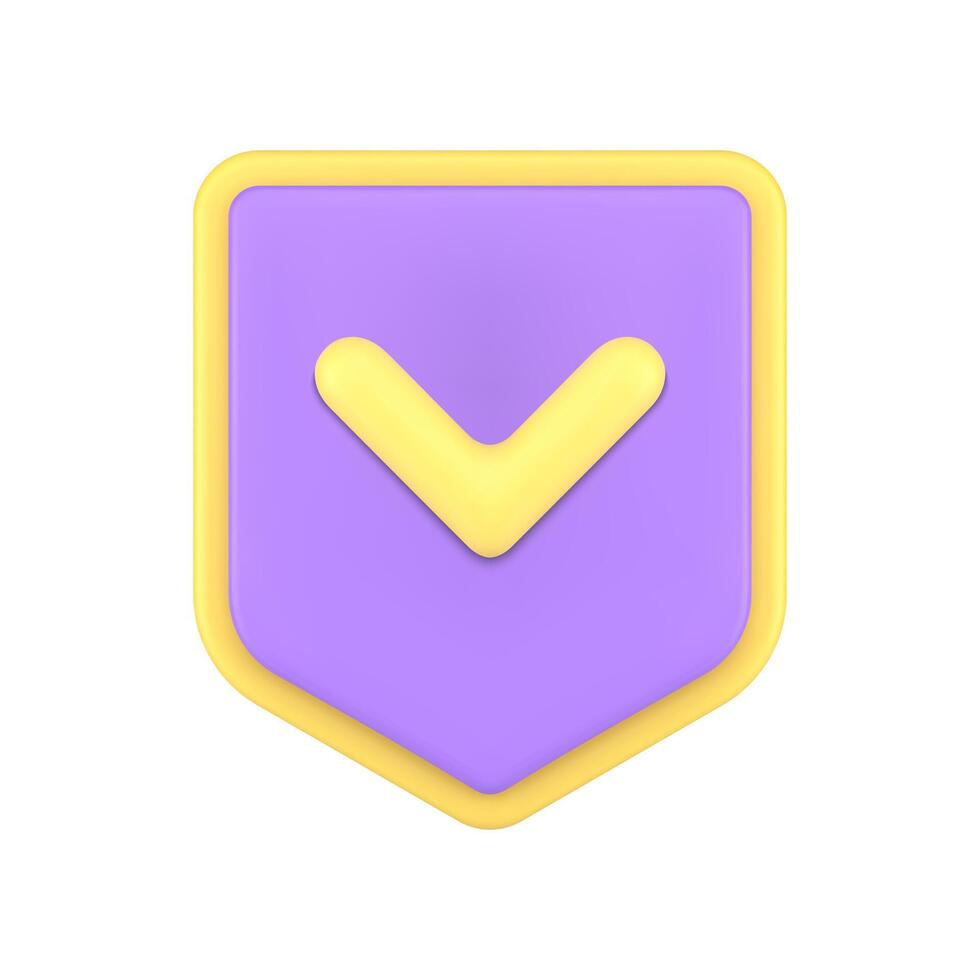 Safety shield cyberspace virus protection success verification password interface network 3d icon vector