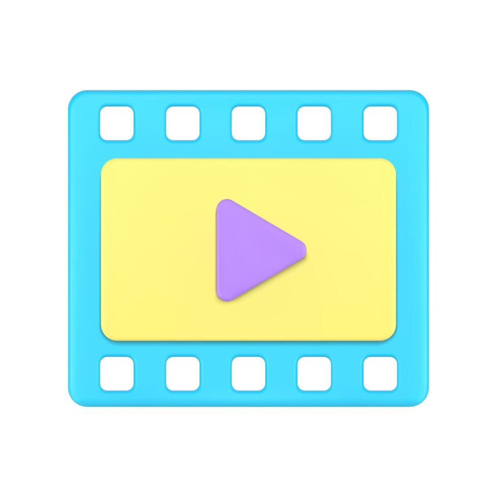 Cinema application film content television channel broadcasting front view 3d icon vector