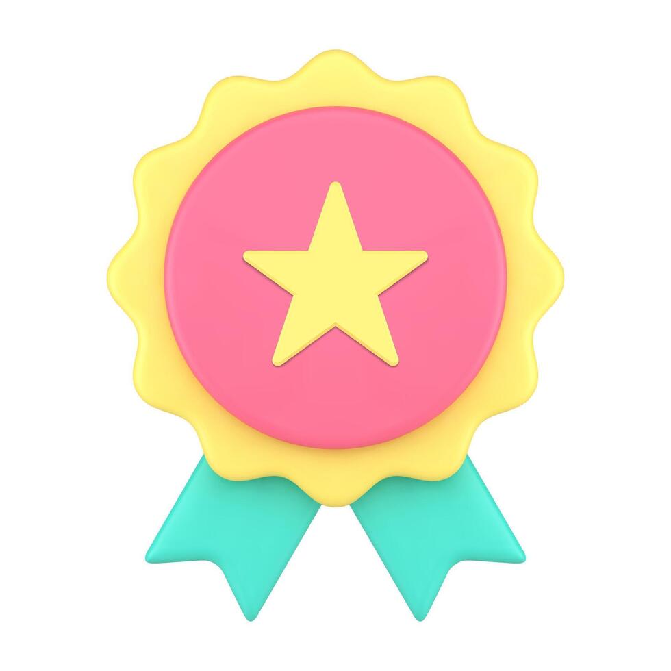 Best quality insignia mark medal ribbon success assurance guarantee sticker realistic 3d icon vector