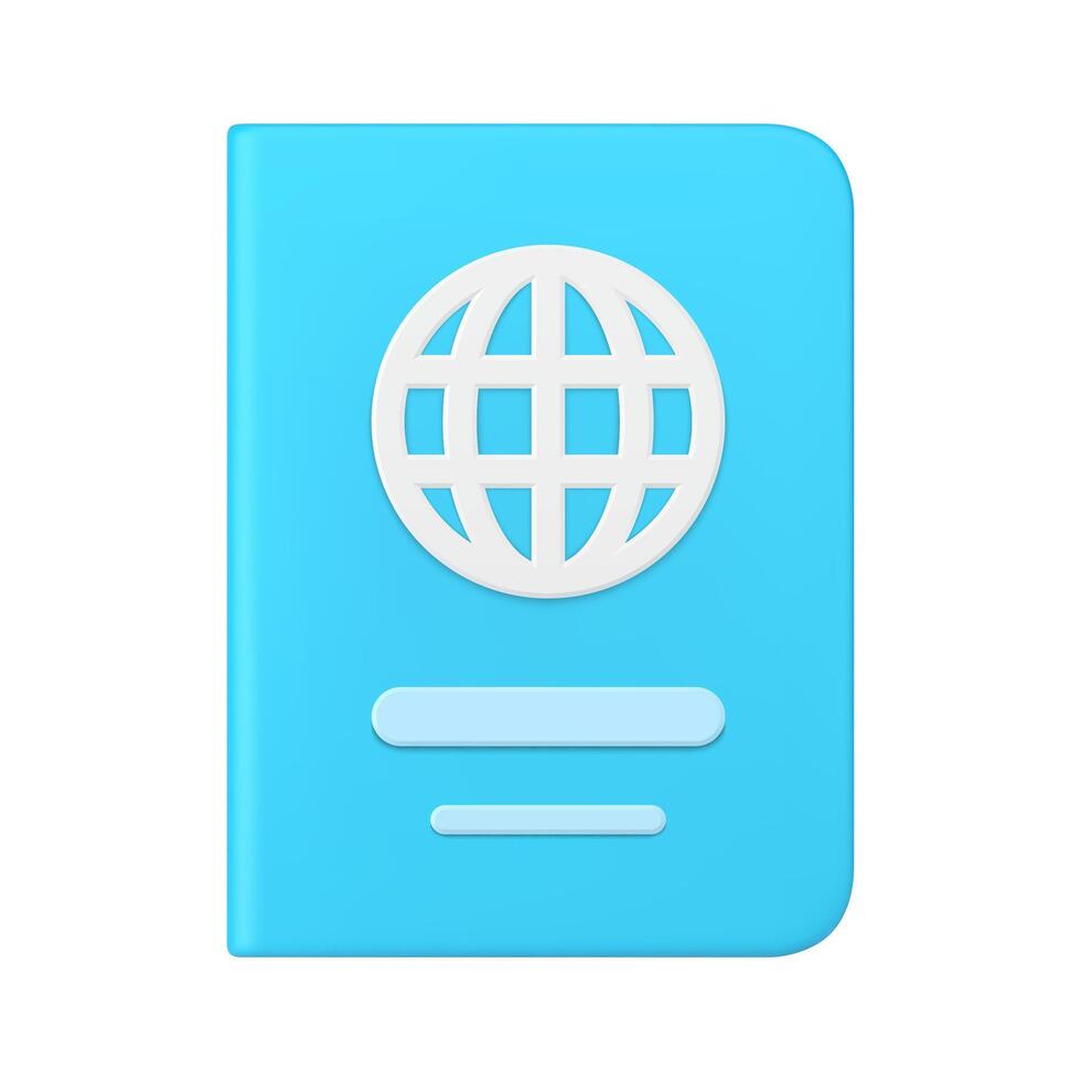 Blue paper book globe educational geography guide class course assignment realistic 3d icon vector