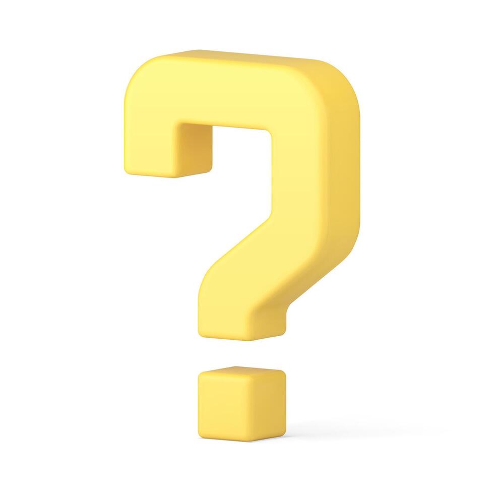 Support help question mark yellow attention point isometric quiz questionnaire 3d icon vector