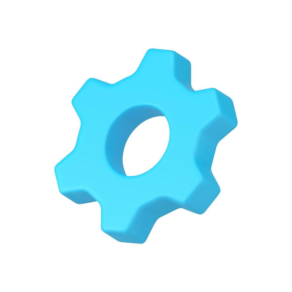 Blue gear mechanism rotation cogwheel repair software optimization isometric 3d icon vector