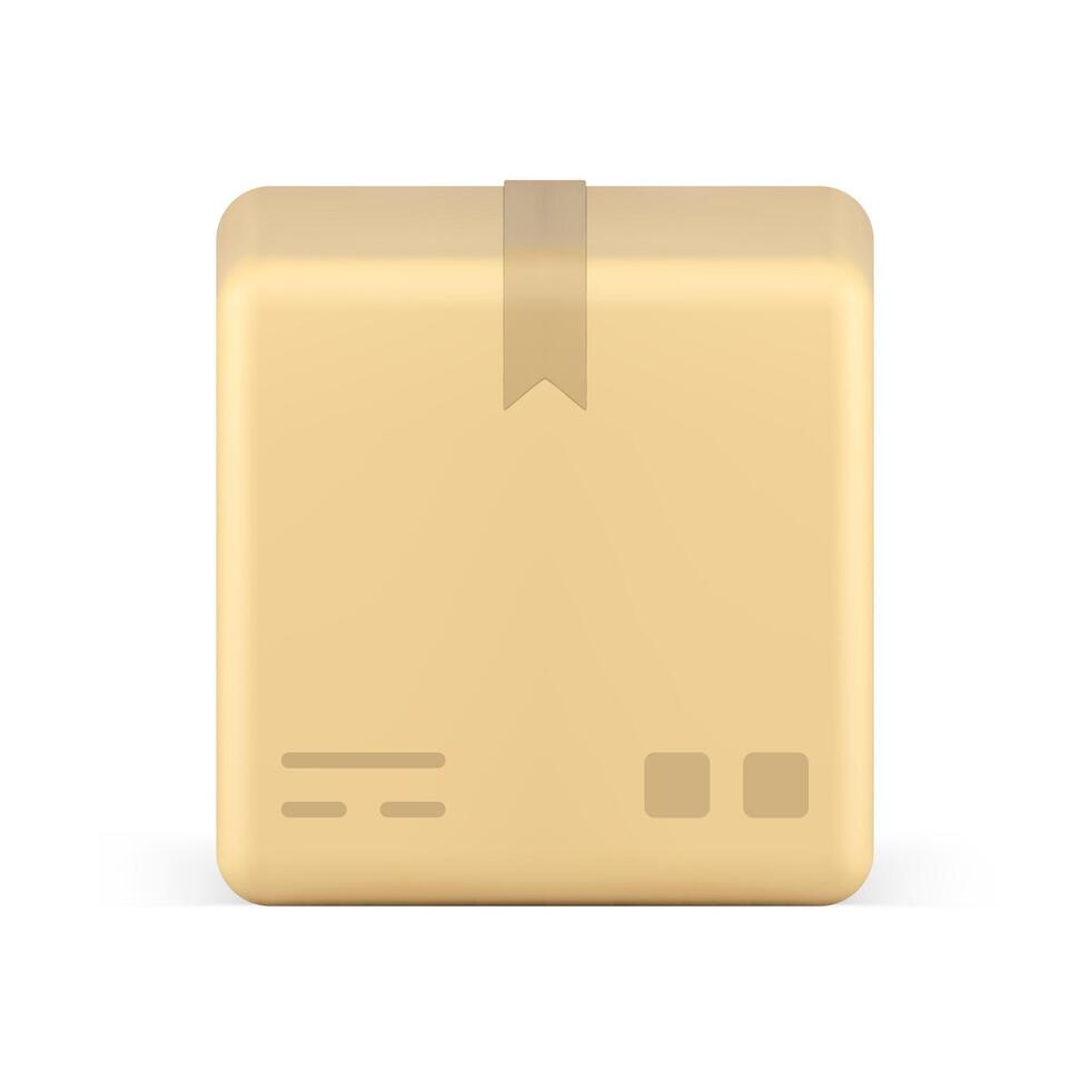 cuadrado cartulina caja carga mensajero logístico entrega paquete con sello realista 3d icono vector