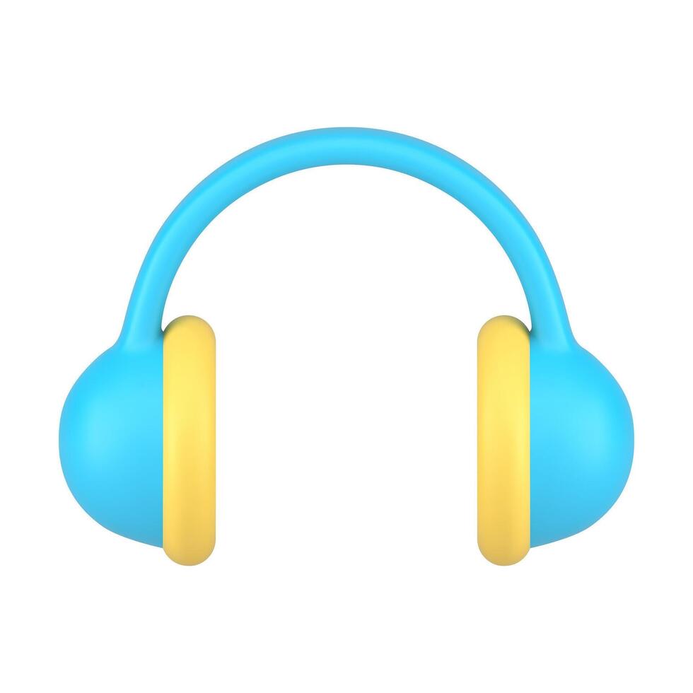 Headphones blue electronic acoustic sound stereo music radio broadcasting device 3d icon vector