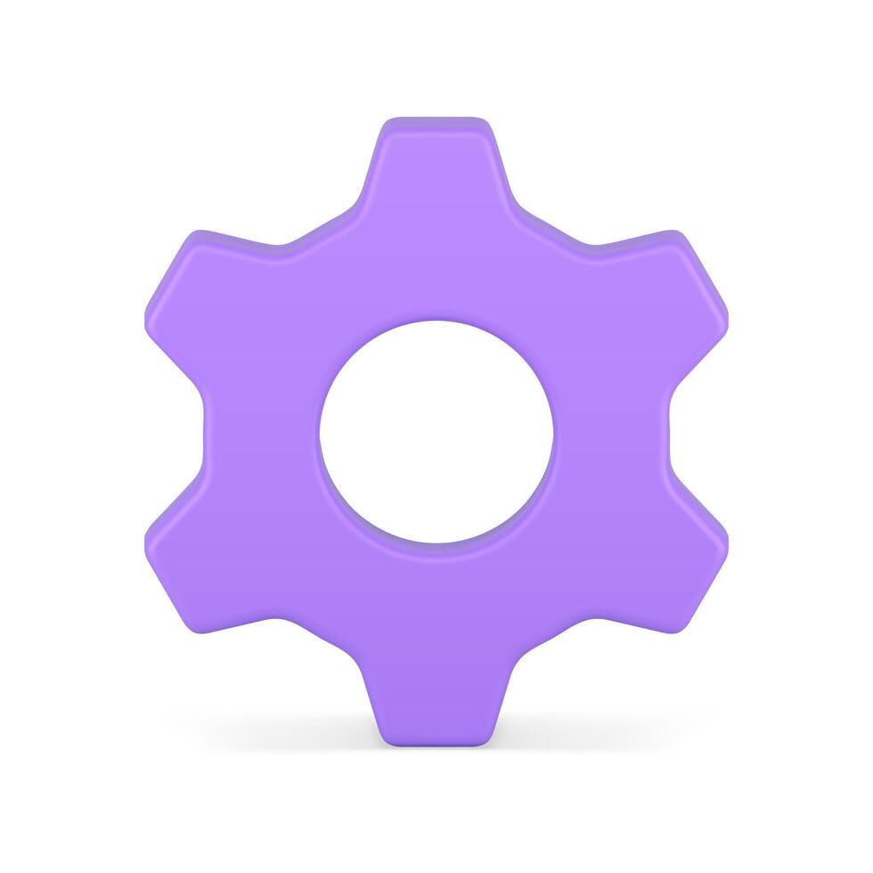 Purple cogwheel mechanical industrial cog mechanism industrial engineering progress 3d icon vector