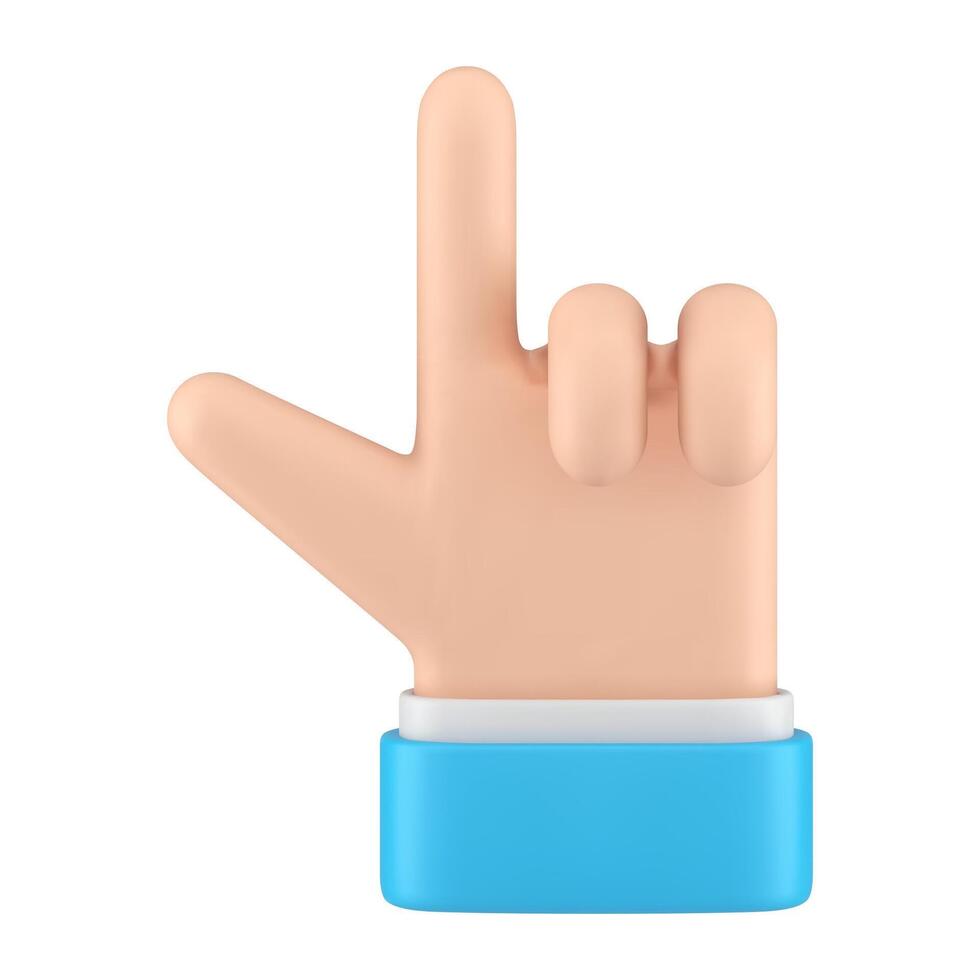 negocio masculino mano azul traje dedos señalando arriba idea dirección cursor realista 3d icono vector