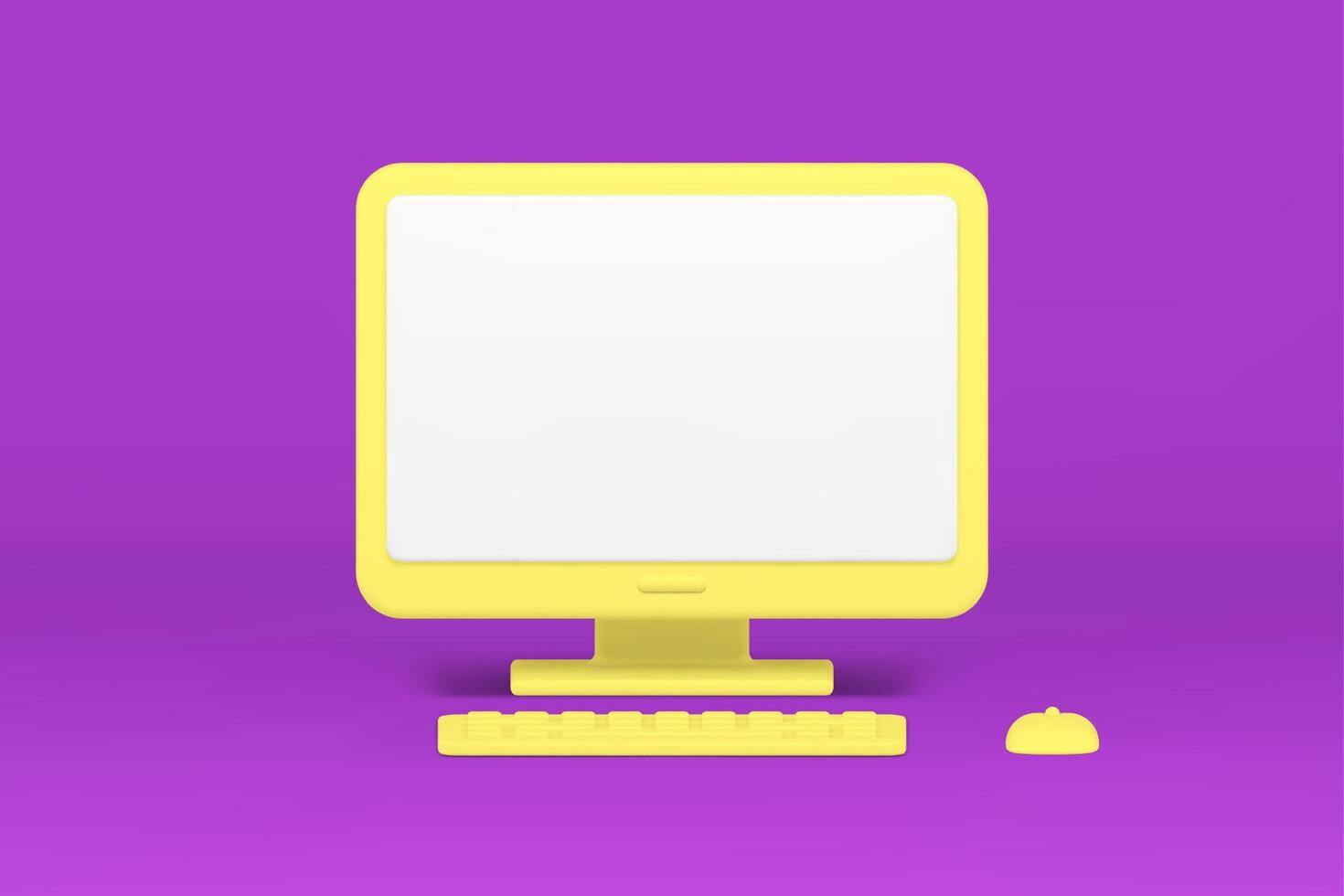 Monoblock computer with keyboard and mouse 3d icon vector