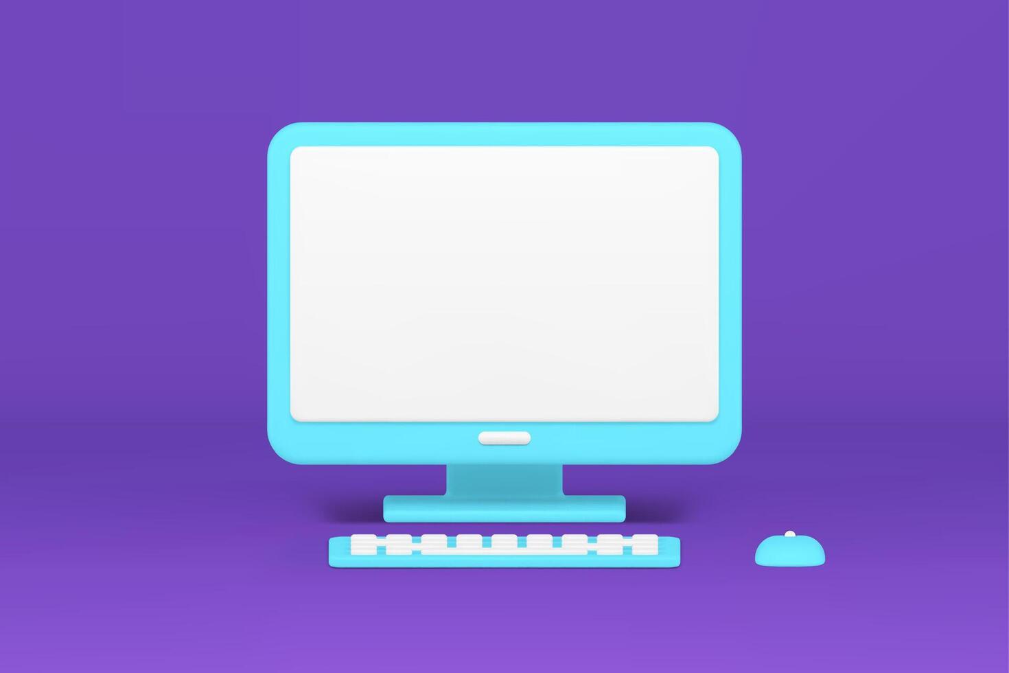 Computer monitor with keyboard and mouse 3d icon vector