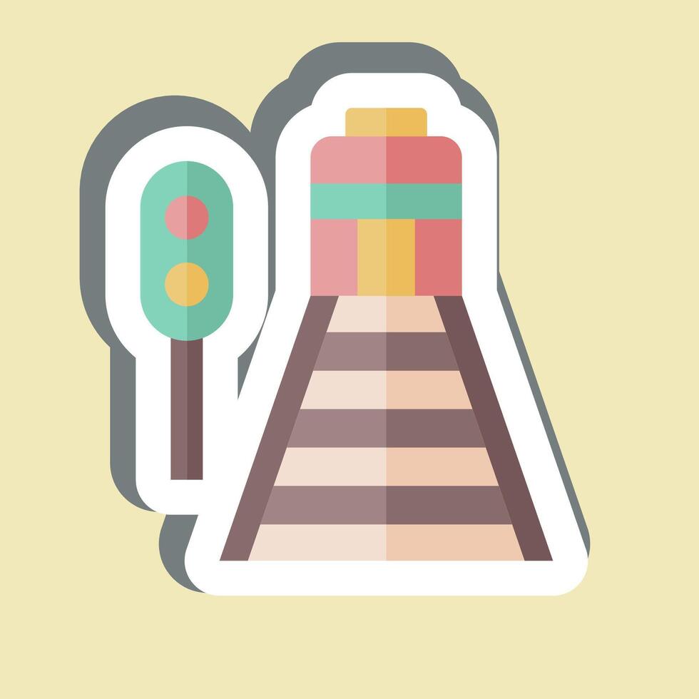 Sticker Railway. related to Train Station symbol. simple design illustration vector