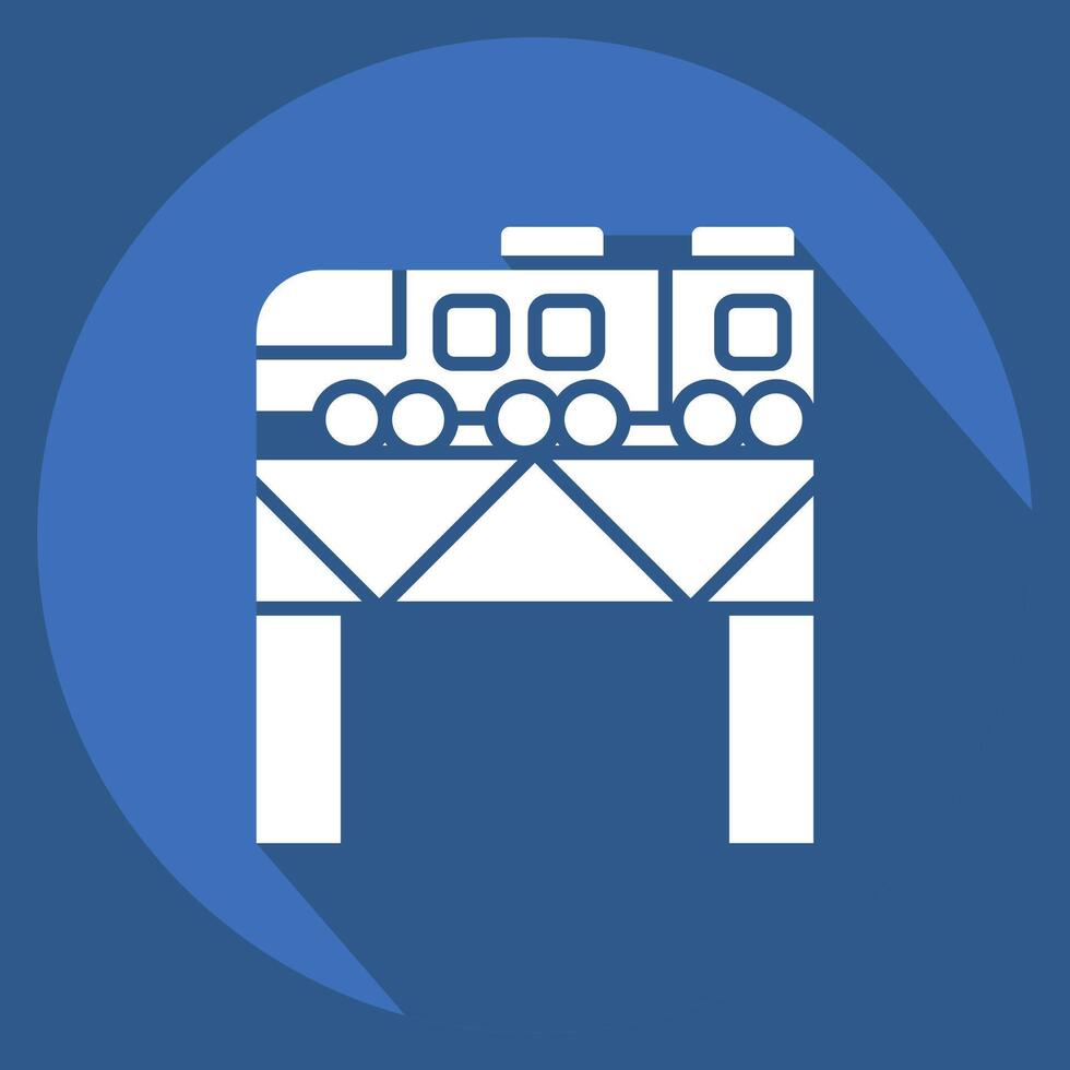 Icon Bridge Over The River Train. related to Train Station symbol. long shadow style. simple design illustration vector