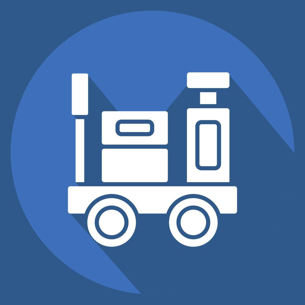 Icon Luggage Trolley. related to Train Station symbol. long shadow style. simple design illustration vector