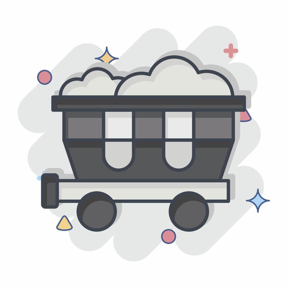 Icon Coal Wagon. related to Train Station symbol. comic style. simple design illustration vector
