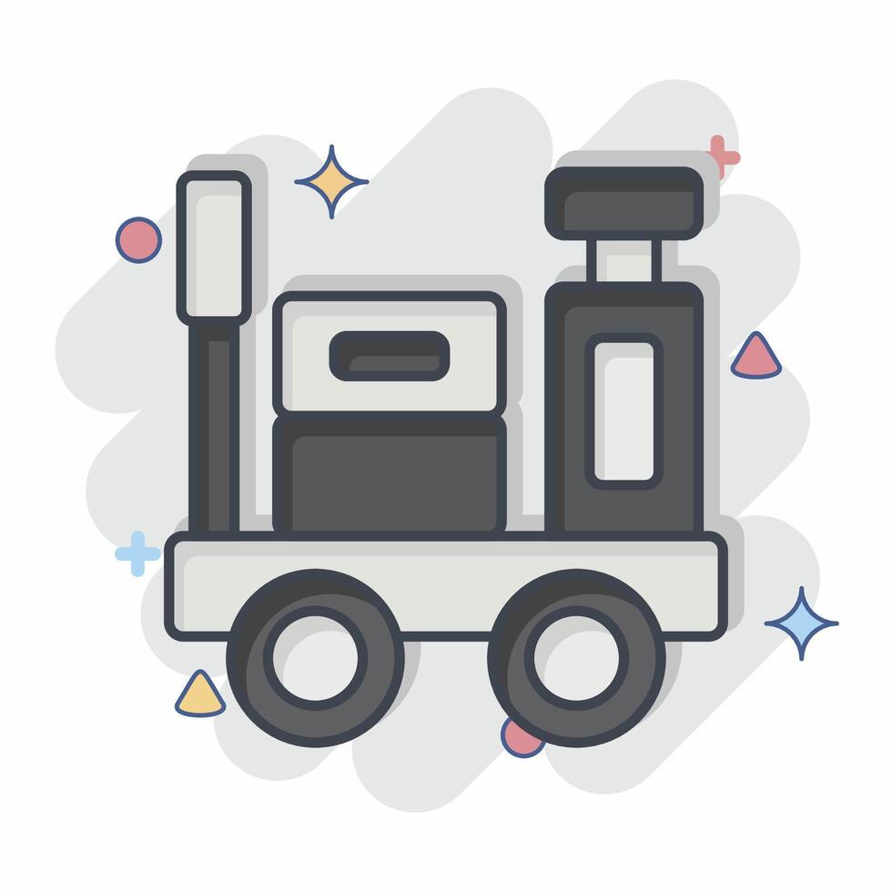 Icon Luggage Trolley. related to Train Station symbol. comic style. simple design illustration vector