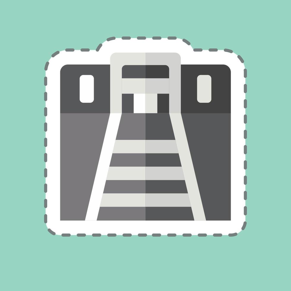 pegatina línea cortar túnel. relacionado a tren estación símbolo. sencillo diseño ilustración vector