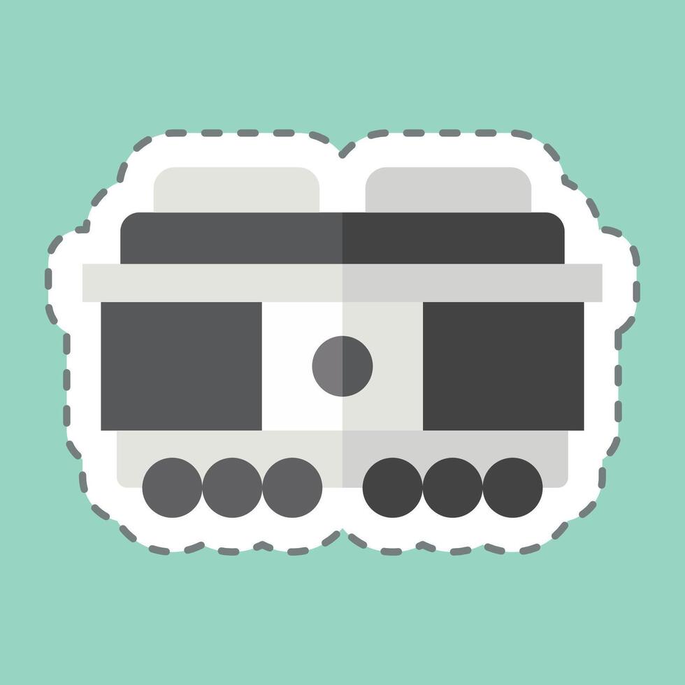 Sticker line cut Freight Car. related to Train Station symbol. simple design illustration vector