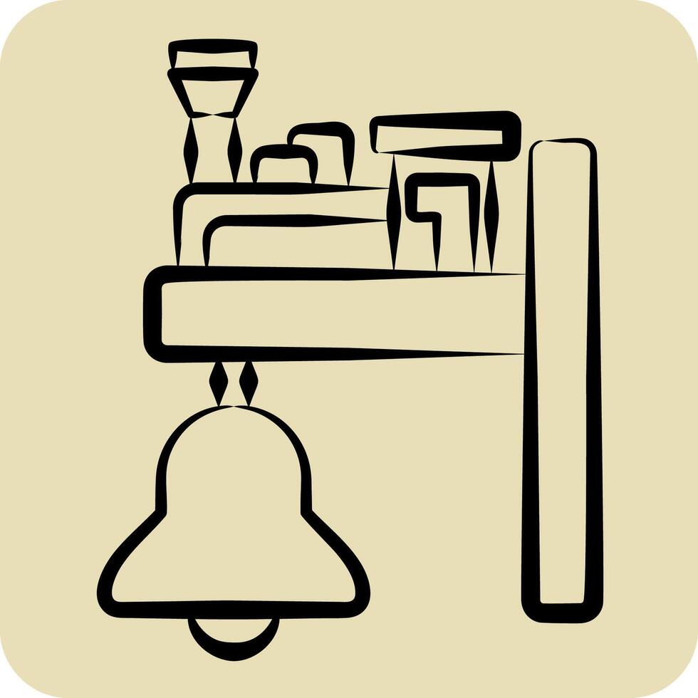 Icon Train Bell. related to Train Station symbol. hand drawn style. simple design illustration vector