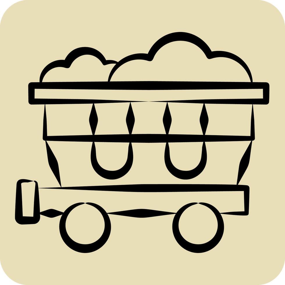 Icon Coal Wagon. related to Train Station symbol. hand drawn style. simple design illustration vector