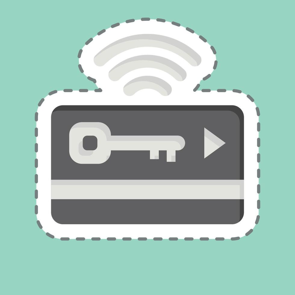 Sticker line cut Keycard. related to Smart City symbol. simple design illustration vector